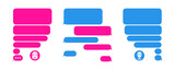 Fototapeta  - Pink and blue text messages. Chatting girl with a guy. Flat phone text bubbles on white background. Isolated vector sms dialogue and message bubbles templates.