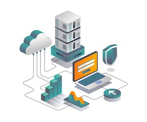 Aufkleber - Cloud server data security analysis in isometric design