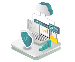 Leinwandbilder - Cloud server data security and investment business analysis