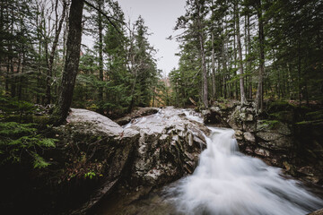 Canvas Print - Beautiful Scene of The Basin, Franconia Notch State Park, Lincoln, NH, Pemigewasset River