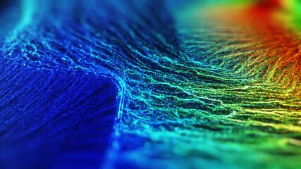 Wall Mural - cinematic background with rainbow of particles, abstract motion of particles. dynamic particles with