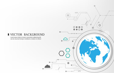 Wall Mural - Global socail cyber technology connection white vector background