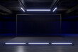 © tembai - Empty stage Design for mockup and Corporate identity,Display.Platform elements in hall.Blank screen system for Graphic Resources.Scene event led night light staging.3d Background for online.3 render.
