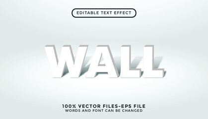 wall 3d text. editable text effect premium vectors