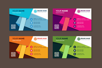 Wall Mural - modern abstract business cards design template. one side layer. origami paper concept. four colors c