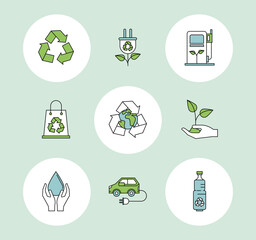 Sticker - ecology nature nine icons