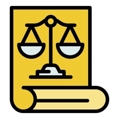 Canvas Print - Prosecutor document icon. Outline prosecutor document vector icon color flat isolated