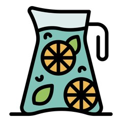 Sticker - Pitcher of lemonade icon. Outline pitcher of lemonade vector icon color flat isolated