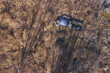 dead body the corpse of an adult homeless man found using a drone in a landfill during aerial photography to search for missing people