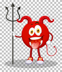 Wall Mural - A Red Devil cartoon character with facial expression on grid background