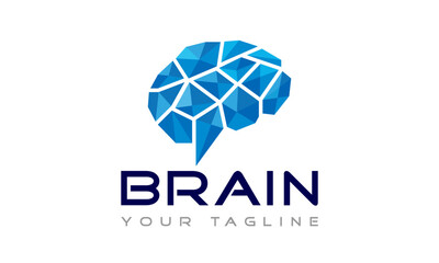 Polygonal Artificial Intelligence Brain Technology Logo Design Vector Icon Illustrations.