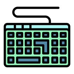 Programming keyboard icon. Outline programming keyboard vector icon color flat isolated