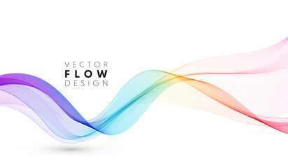 Fototapete - Vector abstract colorful flowing wave lines isolated on white background. Design element for wedding invitation, greeting card
