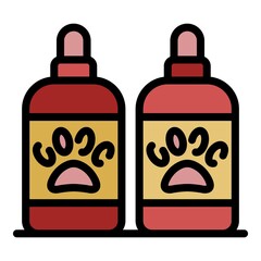 Sticker - Shampoo groomer bottle icon. Outline shampoo groomer bottle vector icon color flat isolated