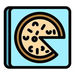 Wall Mural - Pizza courier delivery icon. Outline pizza courier delivery vector icon color flat isolated