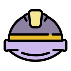 Sticker - Communications engineer helmet icon. Outline communications engineer helmet vector icon color flat isolated