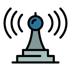 Sticker - Electric radio station icon. Outline electric radio station vector icon color flat isolated