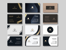 Modern Business Or Visiting Card Set In Front And Back Side.
