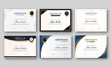 Set Of Achievement Certificate Template Design On Gray Background.