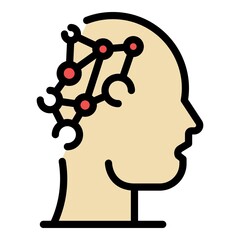 Sticker - Brain innovation icon. Outline brain innovation vector icon color flat isolated