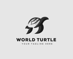 Wall Mural - globe world earth turtle T initial logo template illustration inspiration