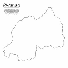 simple outline map of rwanda, silhouette in sketch line style