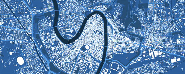 Wall Mural - Detailed blue map poster of Verona city, linear print map. Skyline urban panorama.