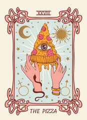 Wall Mural - tarot card: the pizza with eye, moon and sun, Occult, fortune telling, tapestry