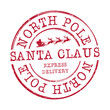 Santa Claus North Pole Stamp. Mail Christmas Vector. Sign Round Design  Old Style. Holiday Children and Kids Symbol.