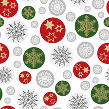 Vector Magical Christmas Snowflakes Dots Seamless Pattern Background