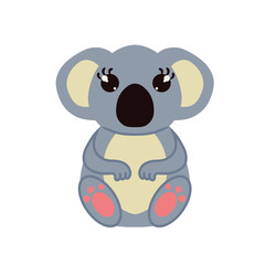  Adorable sitting koala on white background. Vector illustration. Design element for design of various stationery clothing sites posters