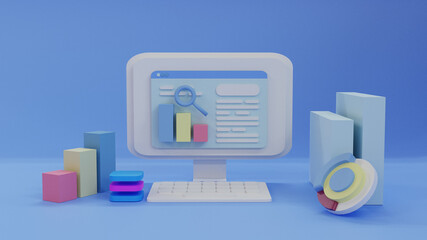 3D render search engine optimization illustration