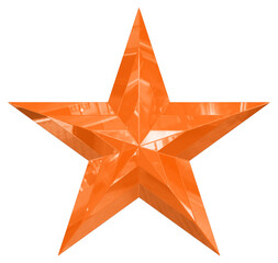 Wall Mural - 5 point star - Christmas Star - orange single isolated on white - 3d rendering