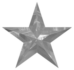 Wall Mural - 5 point star - Christmas Star - gray single isolated on white - 3d rendering