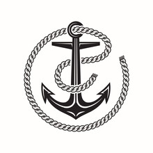 Anchor And Rope Vector Illustrations. Vintage Anchor Logo.