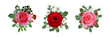 Roses, primroses and alstroemeria bouquets