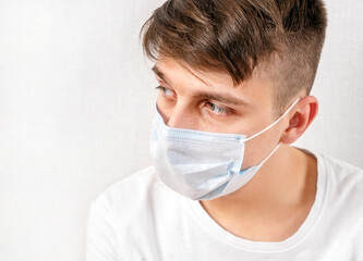 Canvas Print - Sad Man in Flu Mask