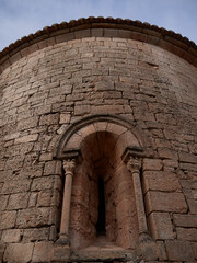 Poster - Vertical shot of an old stone building wall.