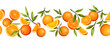© naddya - Vector horizontal seamless border with citrus orange fruit and green leaves.