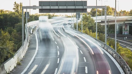 Sticker - A Time-lapse footage of heavy traffic on the highway in daylight