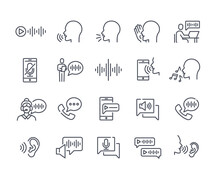 Black and white voice icons. Graphics for notifications, application development. Support avatar, call, singing, audio, silent mode. Cartoon flat vector illustration isolated on white background
