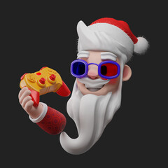 santa claus showing video game joystick. 3d rendering