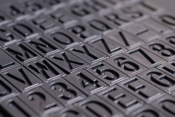 Wall Mural - letterpress alphabet and numbers background