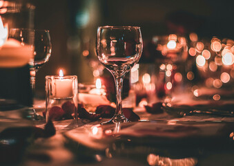 Wall Mural - Close Up Wine Glass by Candlelight