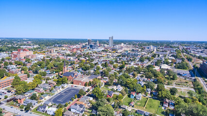 Wall Mural - Aerial view of downtown Fort Wayne, Indiana from distance