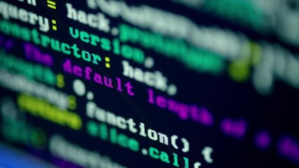 Wall Mural - close up of monitor screen with developing programming and coding technologies. programmer or hacker