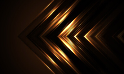 Poster - Abstract luminous glowing arrows speed movement brown and yellow technology background. Tech vector illustration