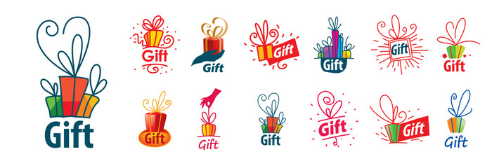 Wall Mural - a set of vector gift logos on a white background