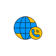 Sticker - world wide call icon vector