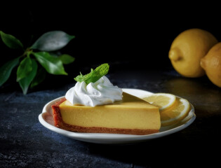 Canvas Print - lemon tart slice